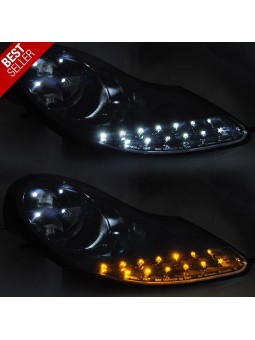 Faróis DRL C/Pisca LED Black Gloss - Porsche Boxster 986 / 911 996 (1996-2004)