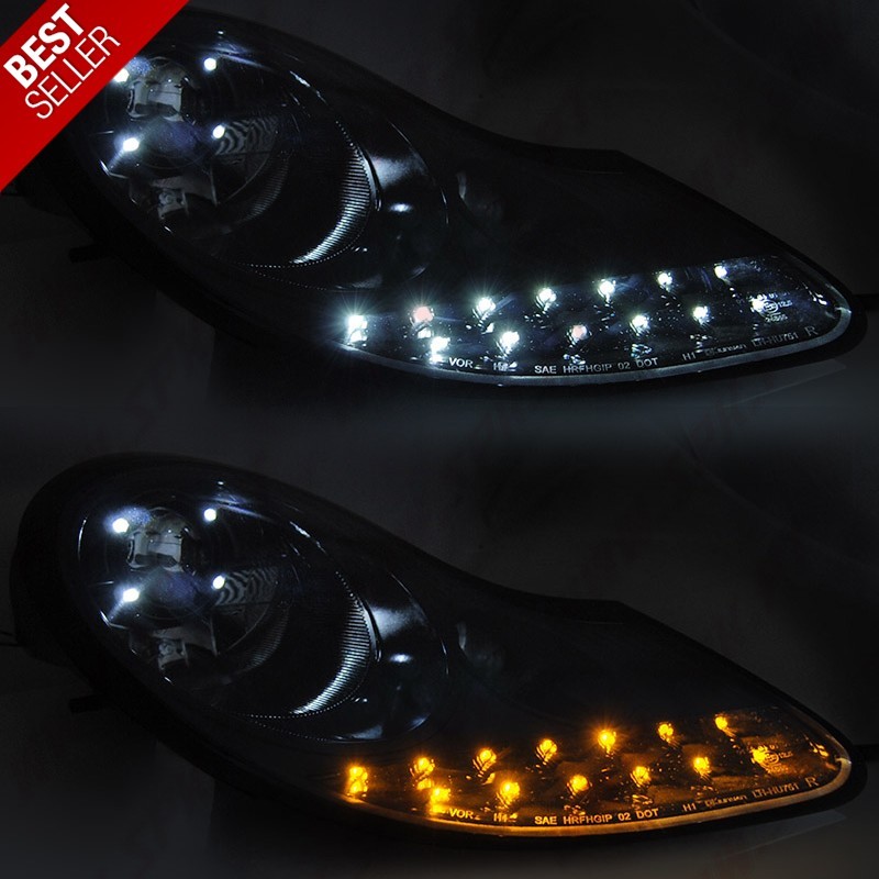 Faróis DRL C/Pisca LED Black Gloss - Porsche Boxster 986 / 911 996 (1996-2004)