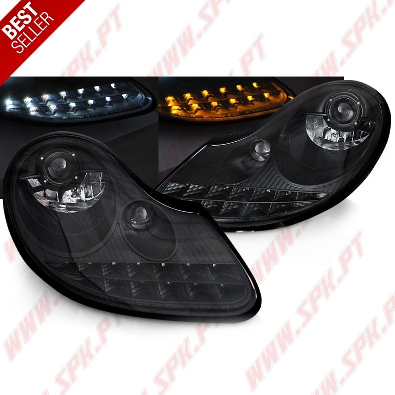 Faróis DRL C/Pisca LED Black Matte - Porsche Boxster 986 / 911 996 (1996-2004)