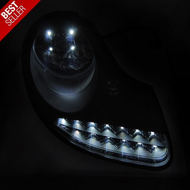 Faróis DRL C/Pisca LED Black Matte - Porsche Boxster 986 / 911 996 (1996-2004)