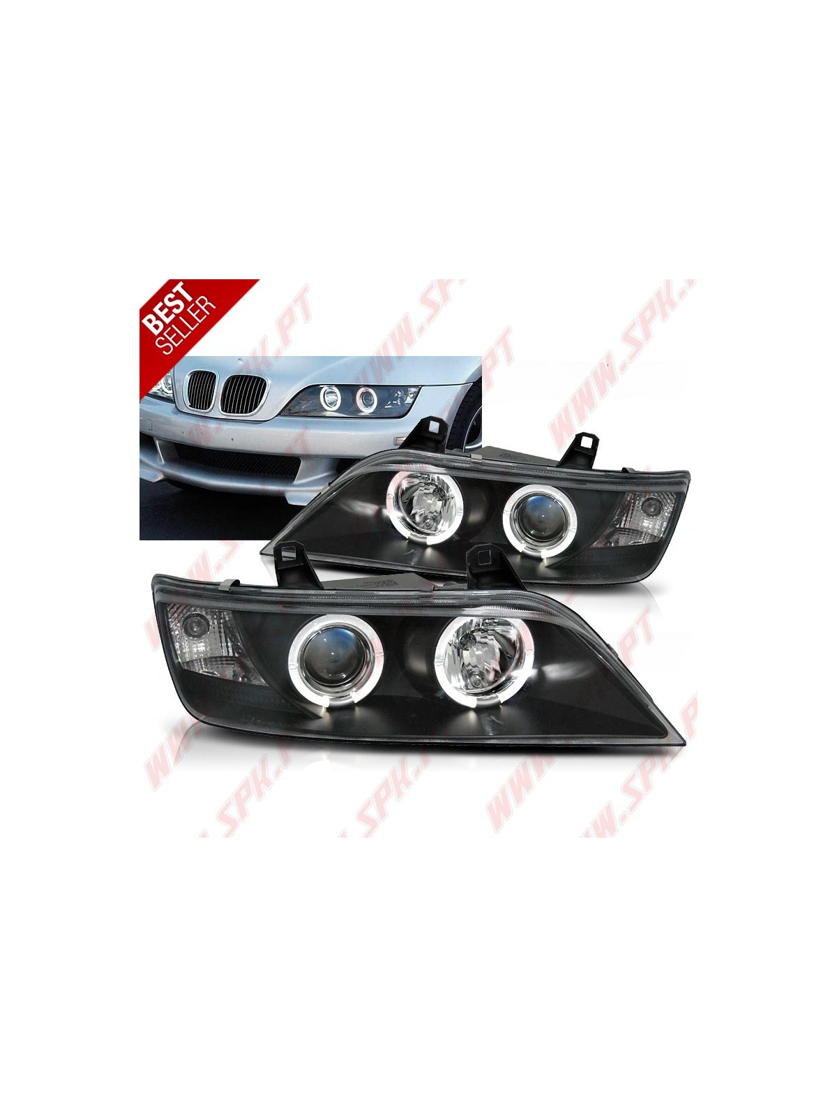 Faróis Angel Eyes / Black - BMW Z3 (1996-2002) Faróis Angel Eyes / Black - BMW Z3 (1996-2002)