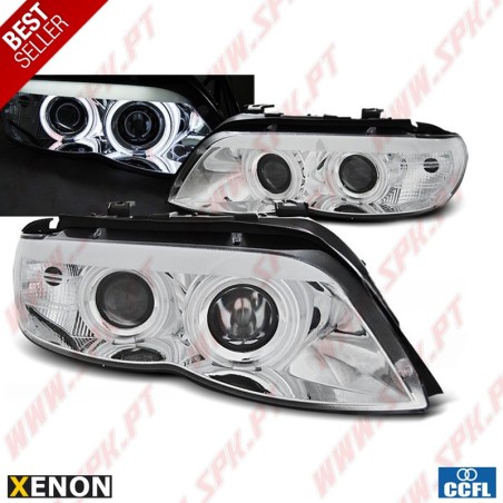 Faróis XENON Angel Eyes CCFL / Chrome - BMW X5 E53 (2003-2006)