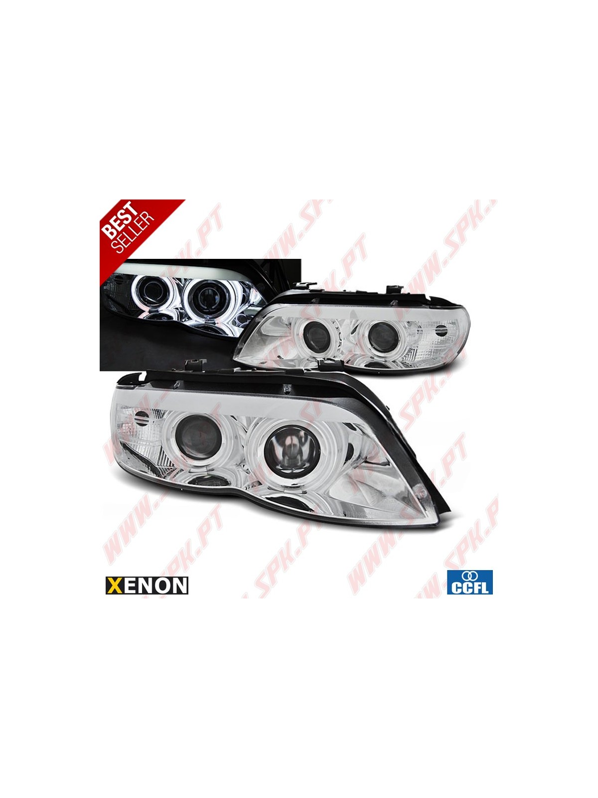 Faróis XENON Angel Eyes CCFL / Chrome - BMW X5 E53 (2003-2006)