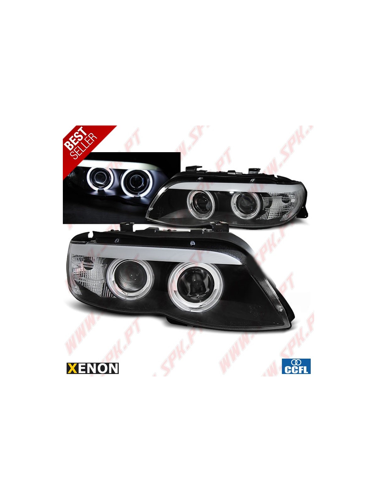 Faróis XENON Angel Eyes CCFL / Black - BMW X5 E53 (2003-2006)