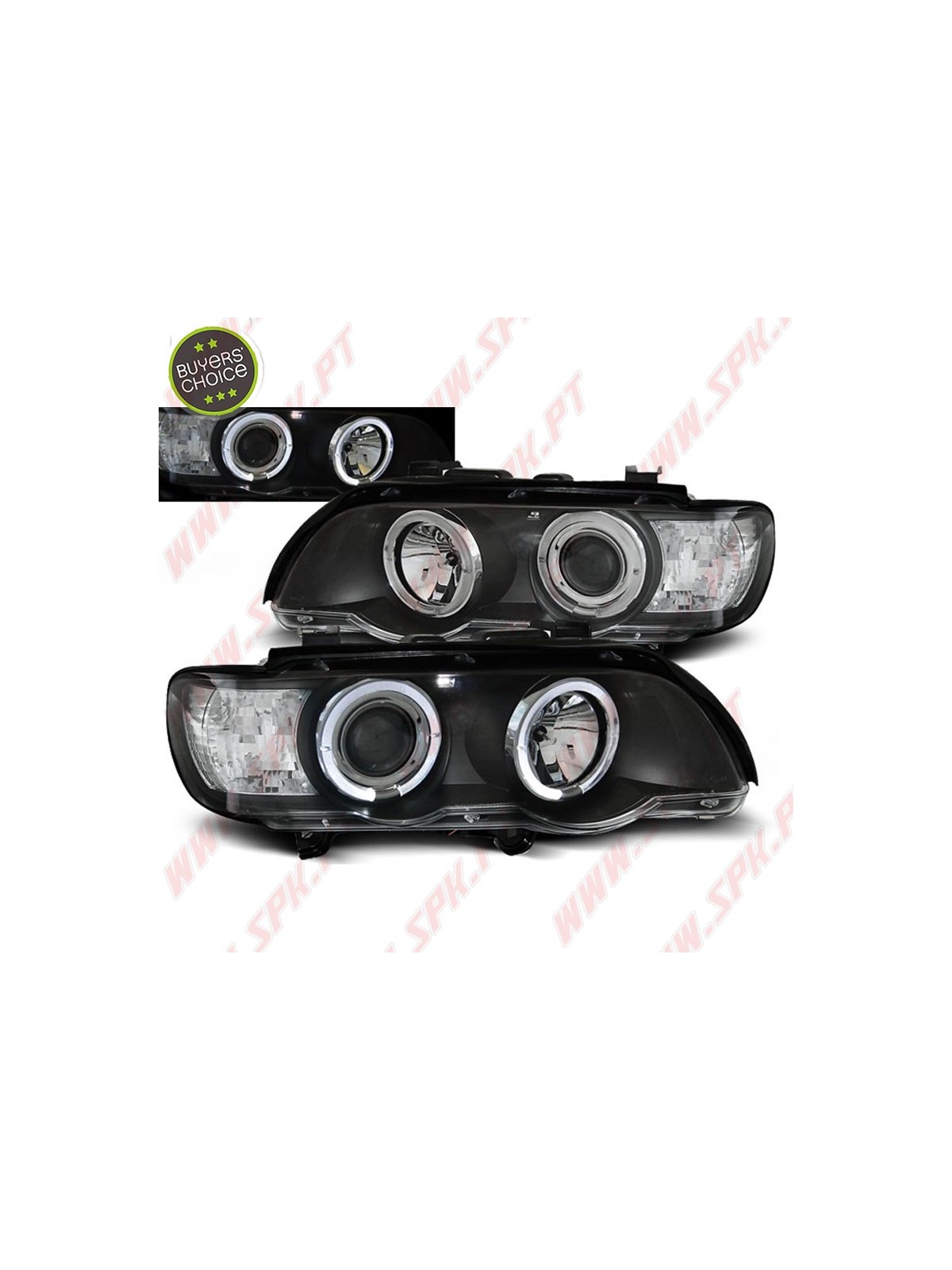Faróis Angel Eyes II / Black - BMW X5 E53 (1999-2003) Faróis Angel Eyes II / Black - BMW X5 E53 (1999-2003)