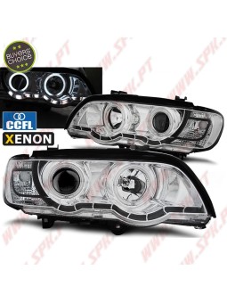 Faróis XENON Angel Eyes CCFL / Chrome - BMW X5 E53 (1999-2003)