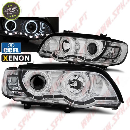 Faróis XENON Angel Eyes CCFL / Chrome - BMW X5 E53 (1999-2003)