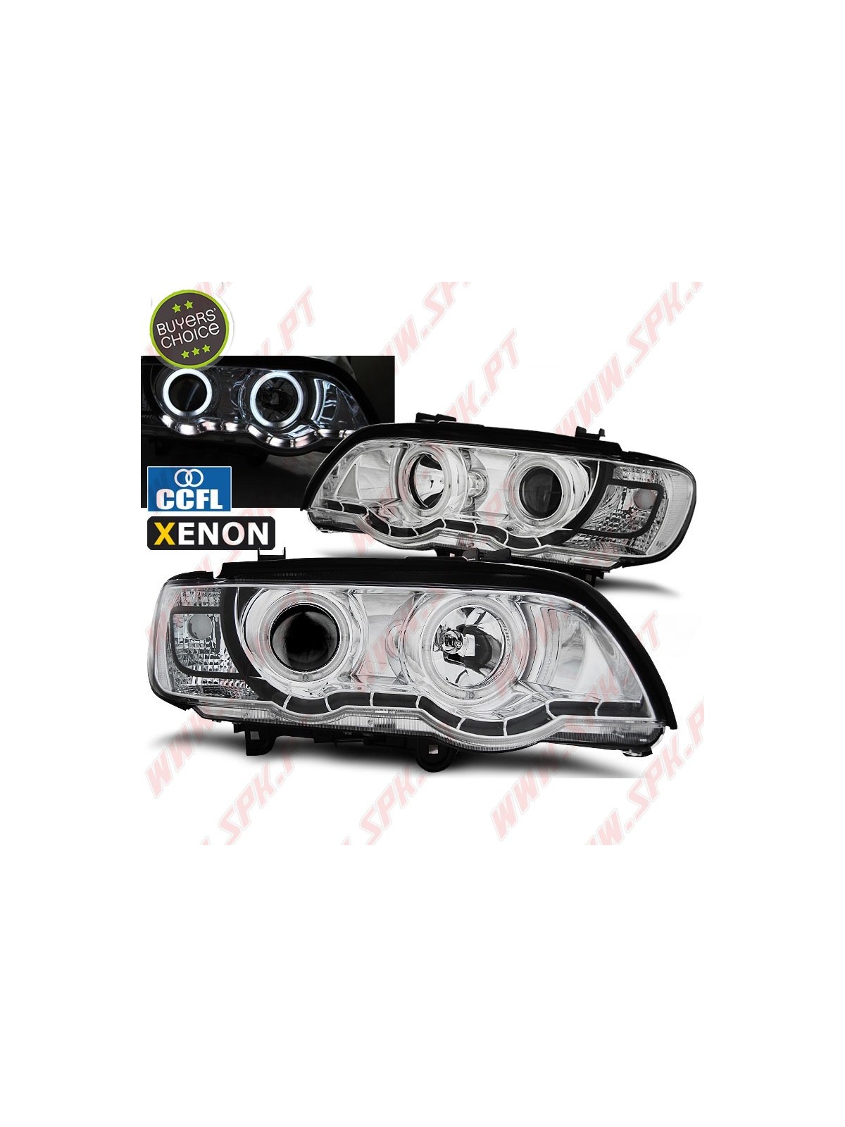 Faróis XENON Angel Eyes CCFL / Chrome - BMW X5 E53 (1999-2003)