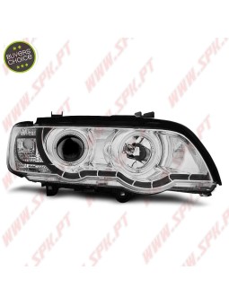Faróis XENON Angel Eyes CCFL / Chrome - BMW X5 E53 (1999-2003)