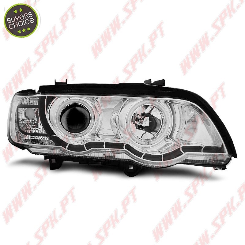 Faróis XENON Angel Eyes CCFL / Chrome - BMW X5 E53 (1999-2003)