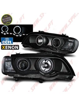 Faróis XENON Angel Eyes CCFL / Black - BMW X5 E53 (1999-2003)
