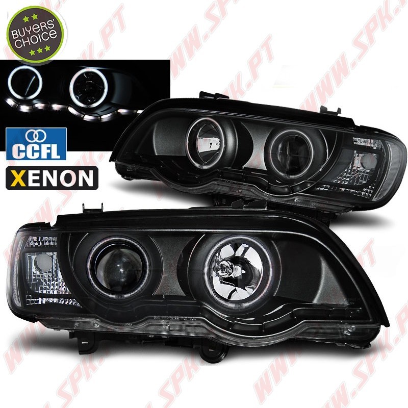 Faróis XENON Angel Eyes CCFL / Black - BMW X5 E53 (1999-2003)