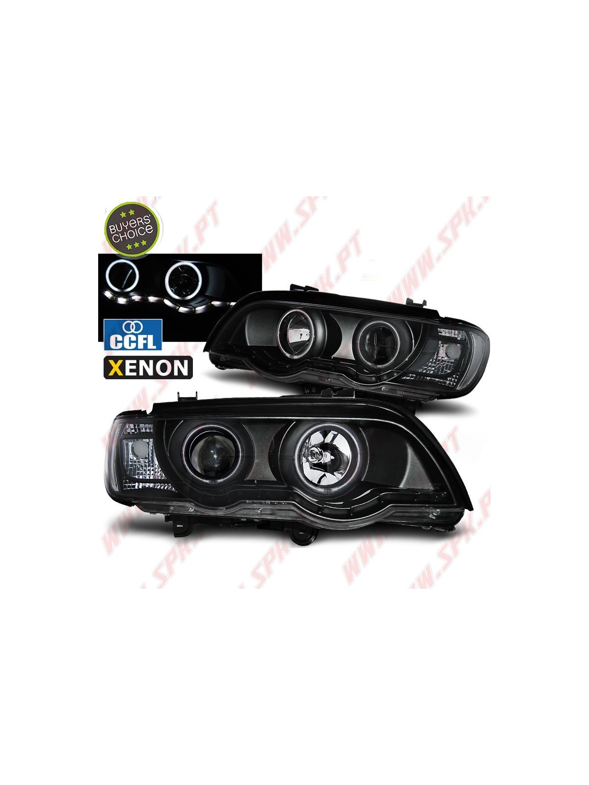 Faróis XENON Angel Eyes CCFL / Black - BMW X5 E53 (1999-2003)