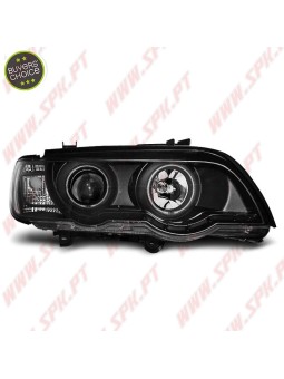 Faróis XENON Angel Eyes CCFL / Black - BMW X5 E53 (1999-2003)