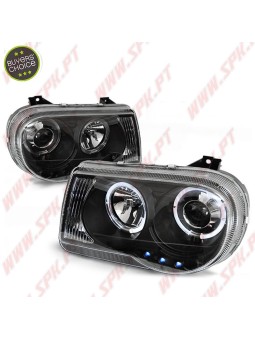 Faróis Angel Eyes / Black - Chrysler 300C (2005-2010)