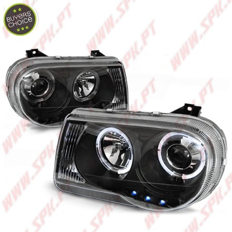 Faróis Angel Eyes / Black - Chrysler 300C (2005-2010)