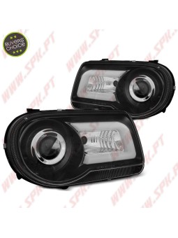Faróis Tube-Light / Black - Chrysler 300C (2005-2010)