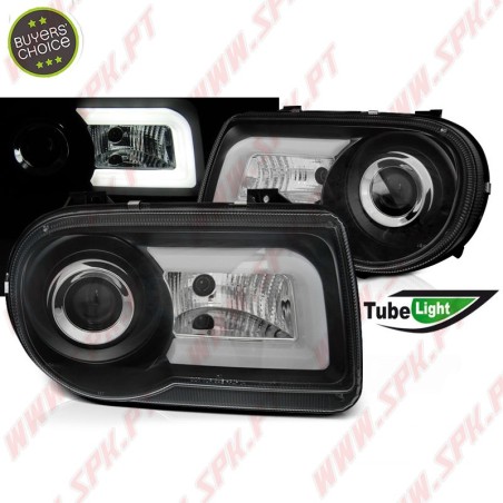 Faróis Tube-Light / Black - Chrysler 300C (2005-2010)