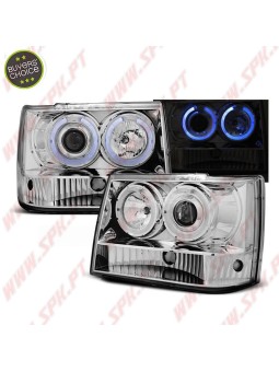 Faróis Angel Eyes / Chrome - Jeep Grand Cherokee ZJ (1993-1998)