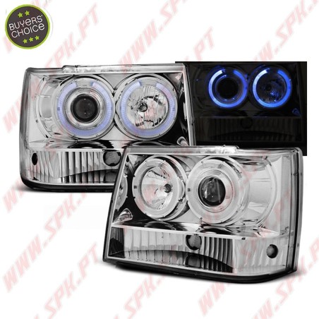 Faróis Angel Eyes / Chrome - Jeep Grand Cherokee ZJ (1993-1998)