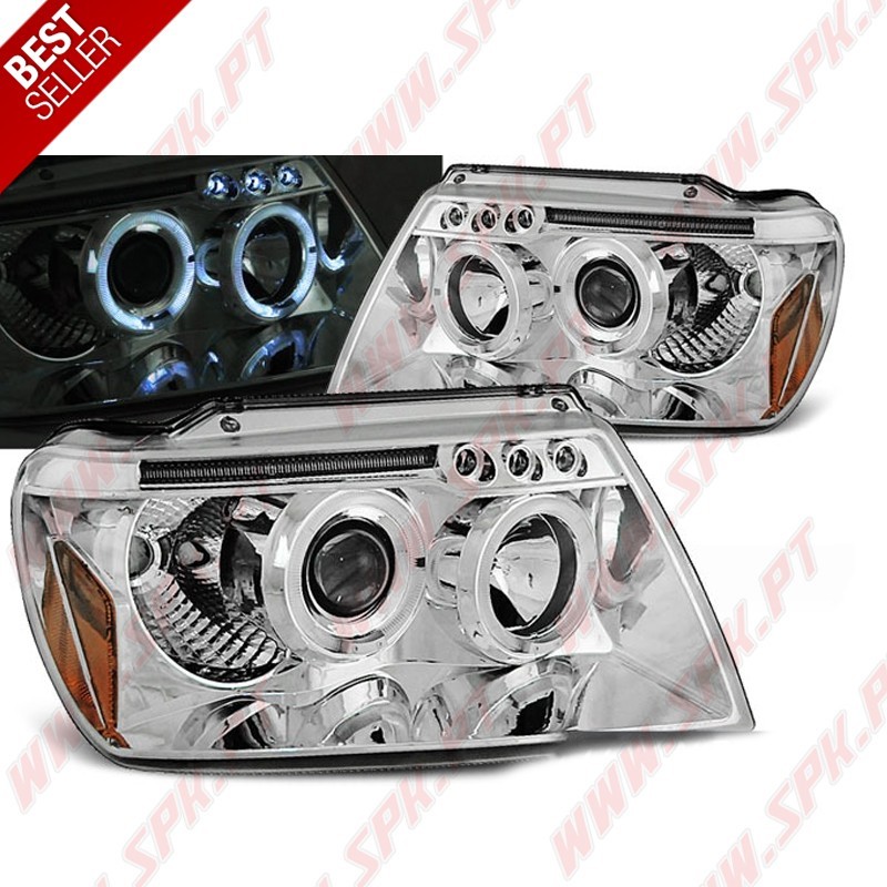 Faróis Angel Eyes / Chrome - Jeep Grand Cherokee WJ (1999-2005)