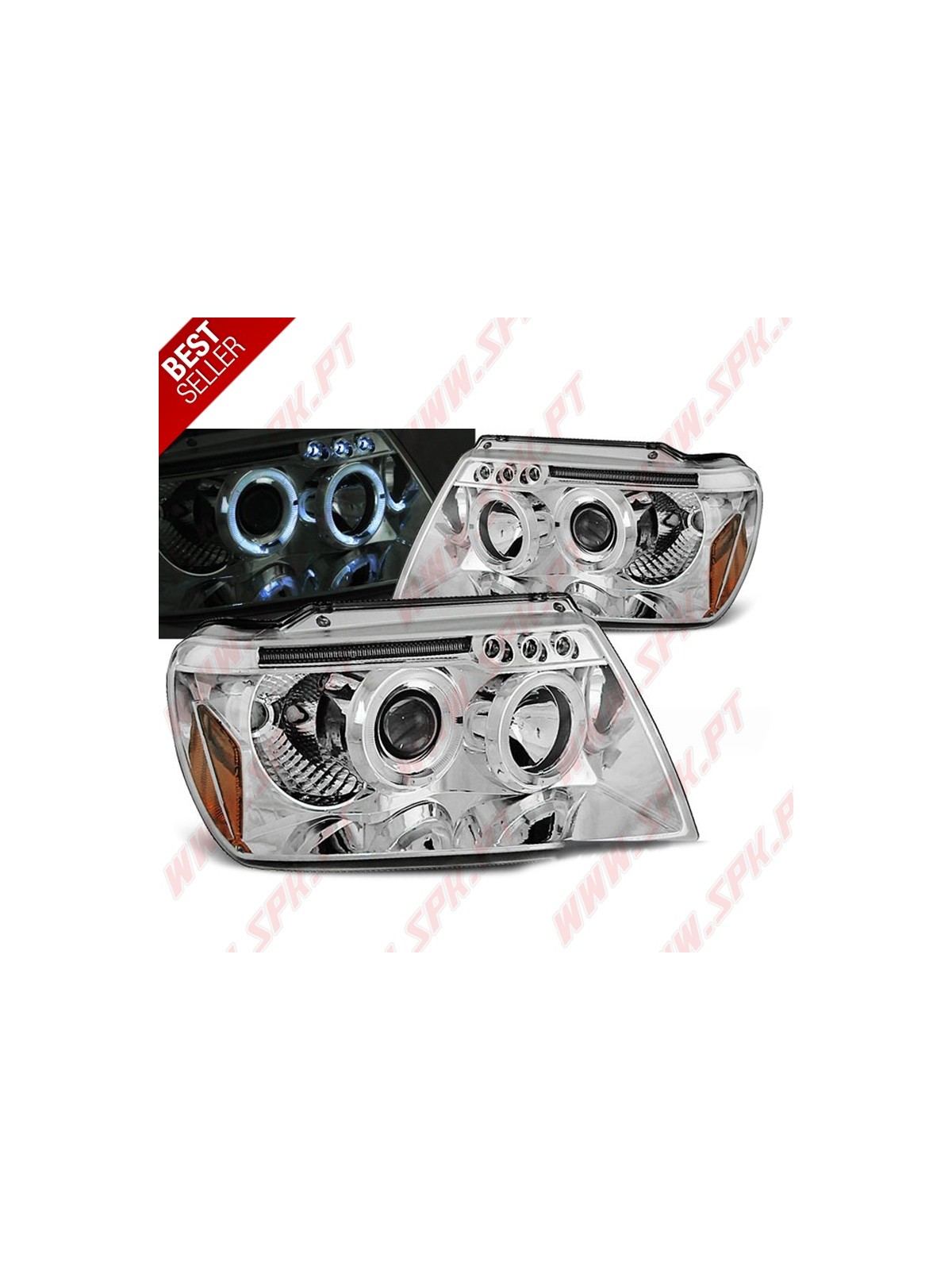 Faróis Angel Eyes / Chrome - Jeep Grand Cherokee WJ (1999-2005)