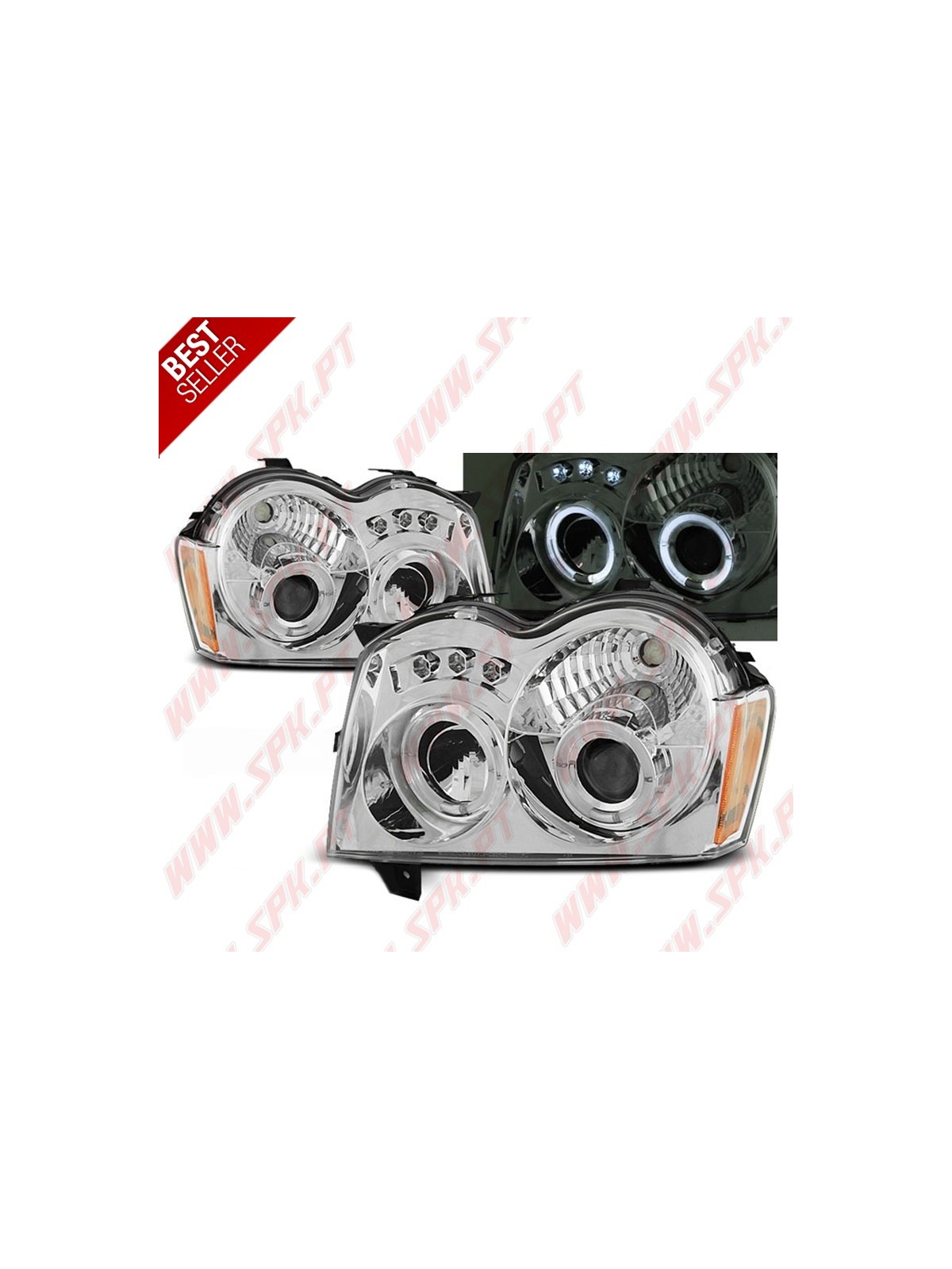 Faróis Angel Eyes / Chrome - Jeep Grand Cherokee WK (2005-2008)