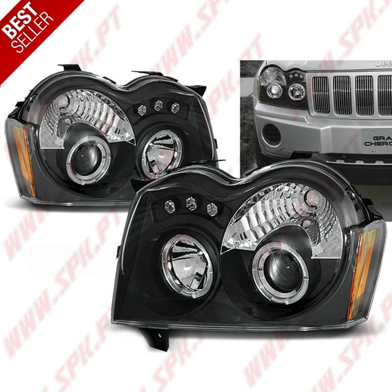 Faróis Angel Eyes / Black - Jeep Grand Cherokee WK (2005-2008)