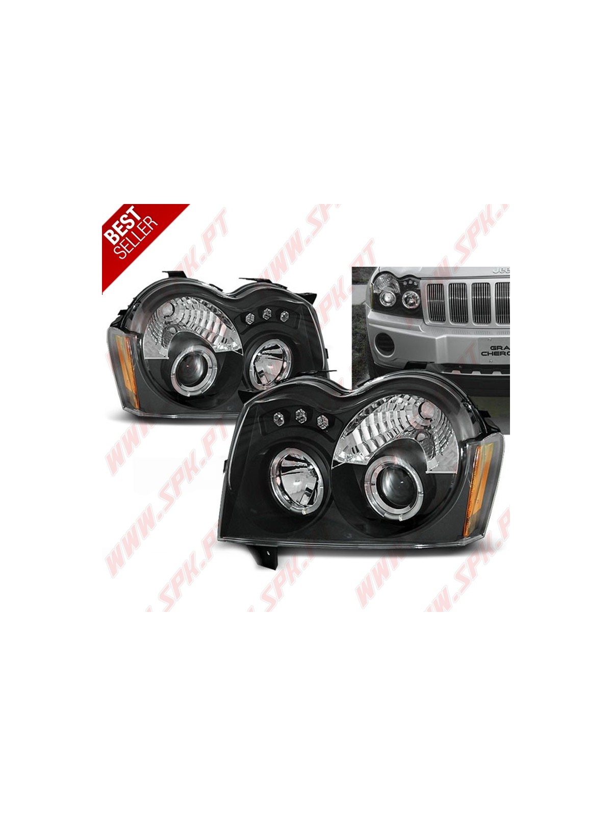 Faróis Angel Eyes / Black - Jeep Grand Cherokee WK (2005-2008)