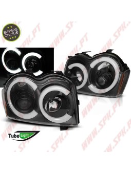 Faróis Tube Light / Black - Jeep Grand Cherokee WK (2005-2008)