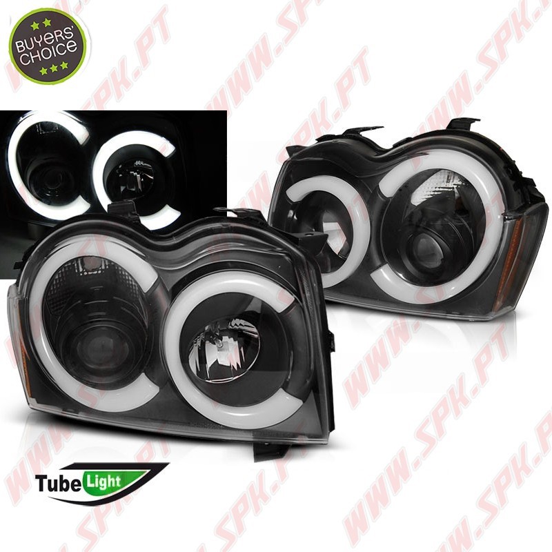Faróis Tube Light / Black - Jeep Grand Cherokee WK (2005-2008)
