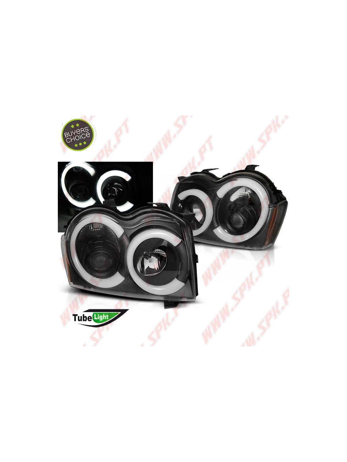 Faróis Tube Light / Black - Jeep Grand Cherokee WK (2005-2008)