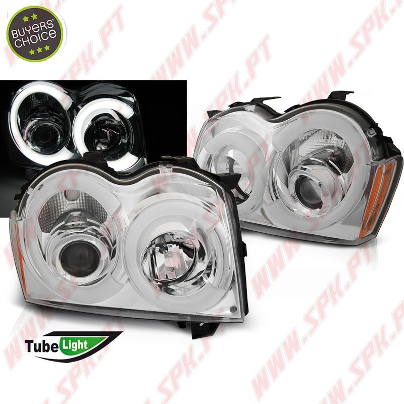 Faróis Tube Light / Chrome - Jeep Grand Cherokee WK (2005-2008)