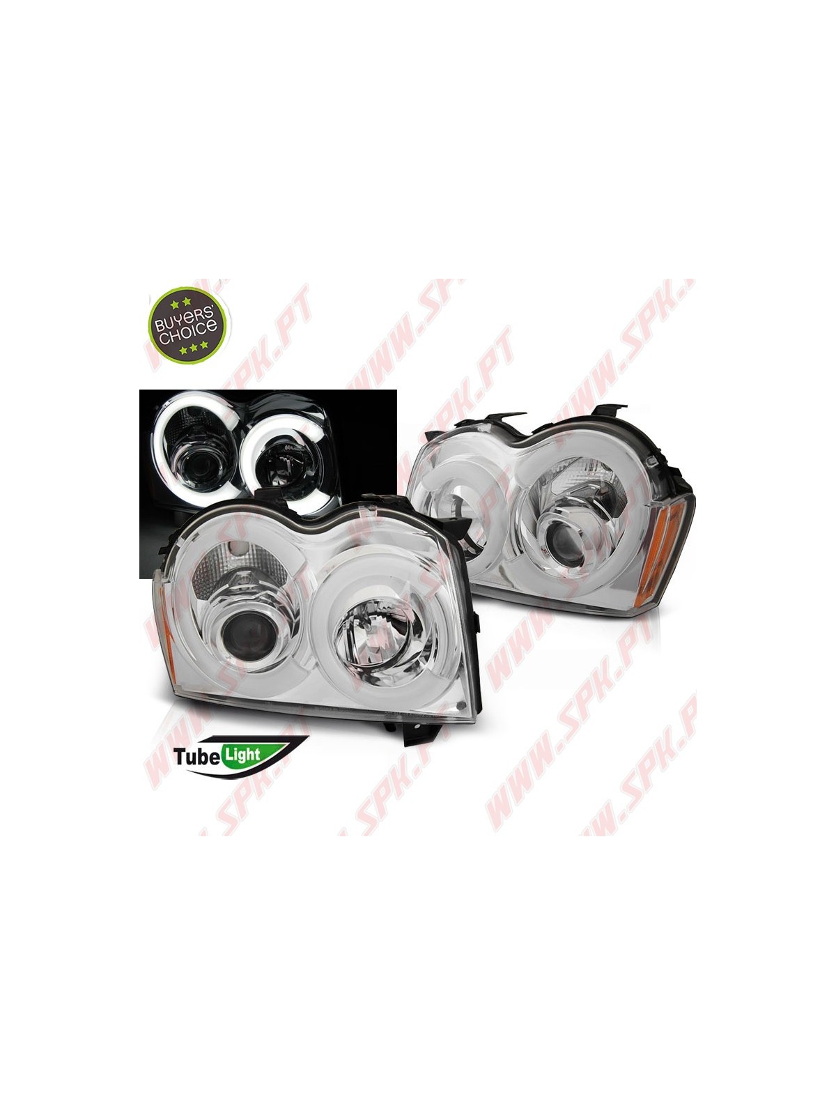 Faróis Tube Light / Chrome - Jeep Grand Cherokee WK (2005-2008)