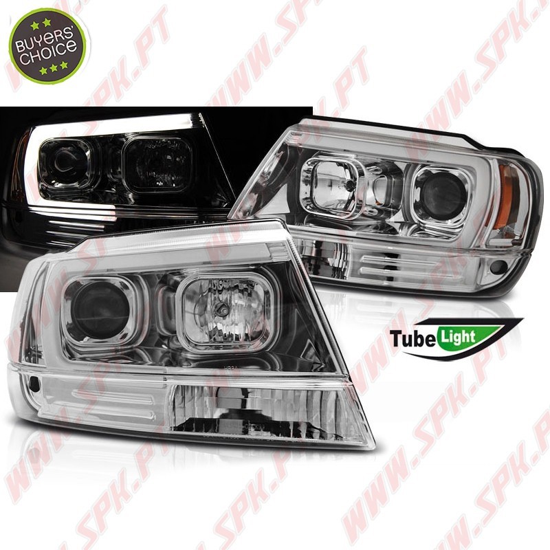 Faróis Tube Light / Chrome - Jeep Grand Cherokee WJ (1999-2005)