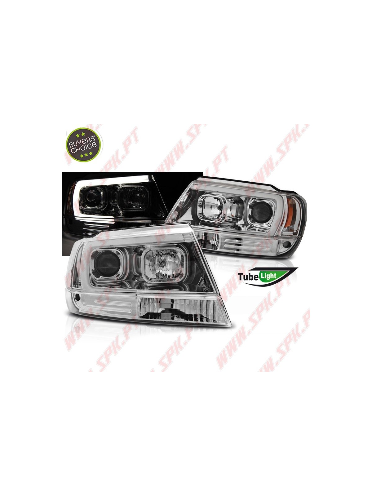 Faróis Tube Light / Chrome - Jeep Grand Cherokee WJ (1999-2005)