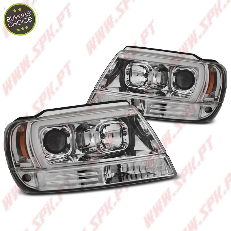 Faróis Tube Light / Chrome - Jeep Grand Cherokee WJ (1999-2005)