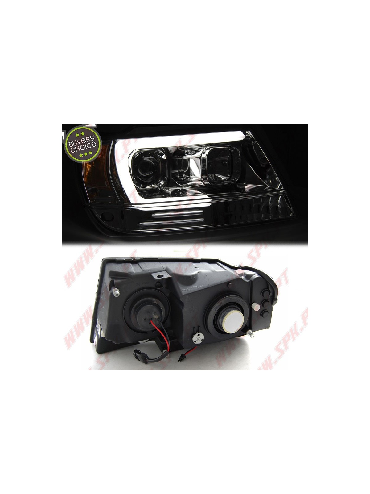 Faróis Tube Light / Black - Jeep Grand Cherokee WJ (1999-2005)