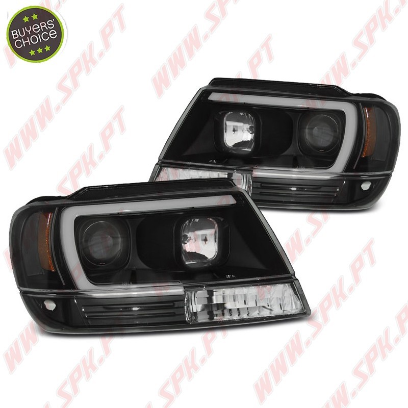 Faróis Tube Light / Black - Jeep Grand Cherokee WJ (1999-2005)