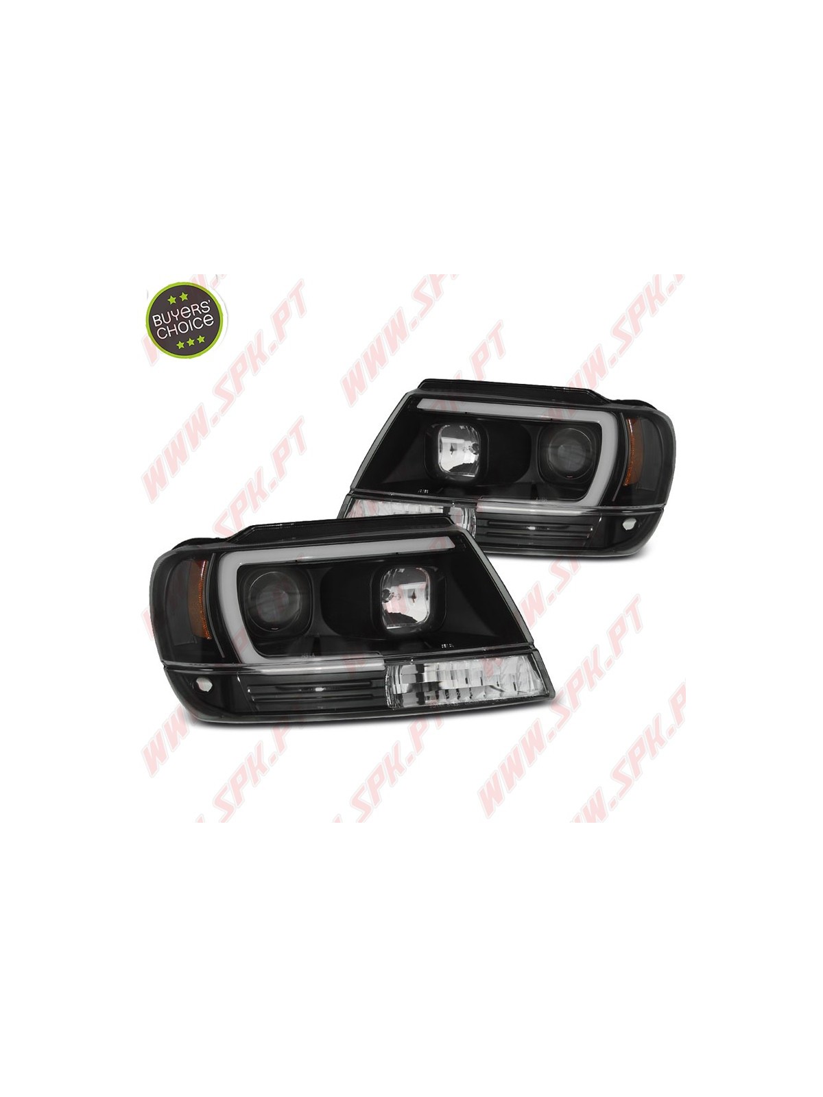 Faróis Tube Light / Black - Jeep Grand Cherokee WJ (1999-2005)