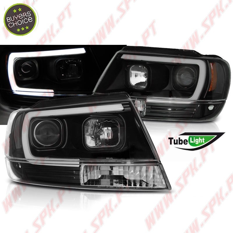 Faróis Tube Light / Black - Jeep Grand Cherokee WJ (1999-2005)