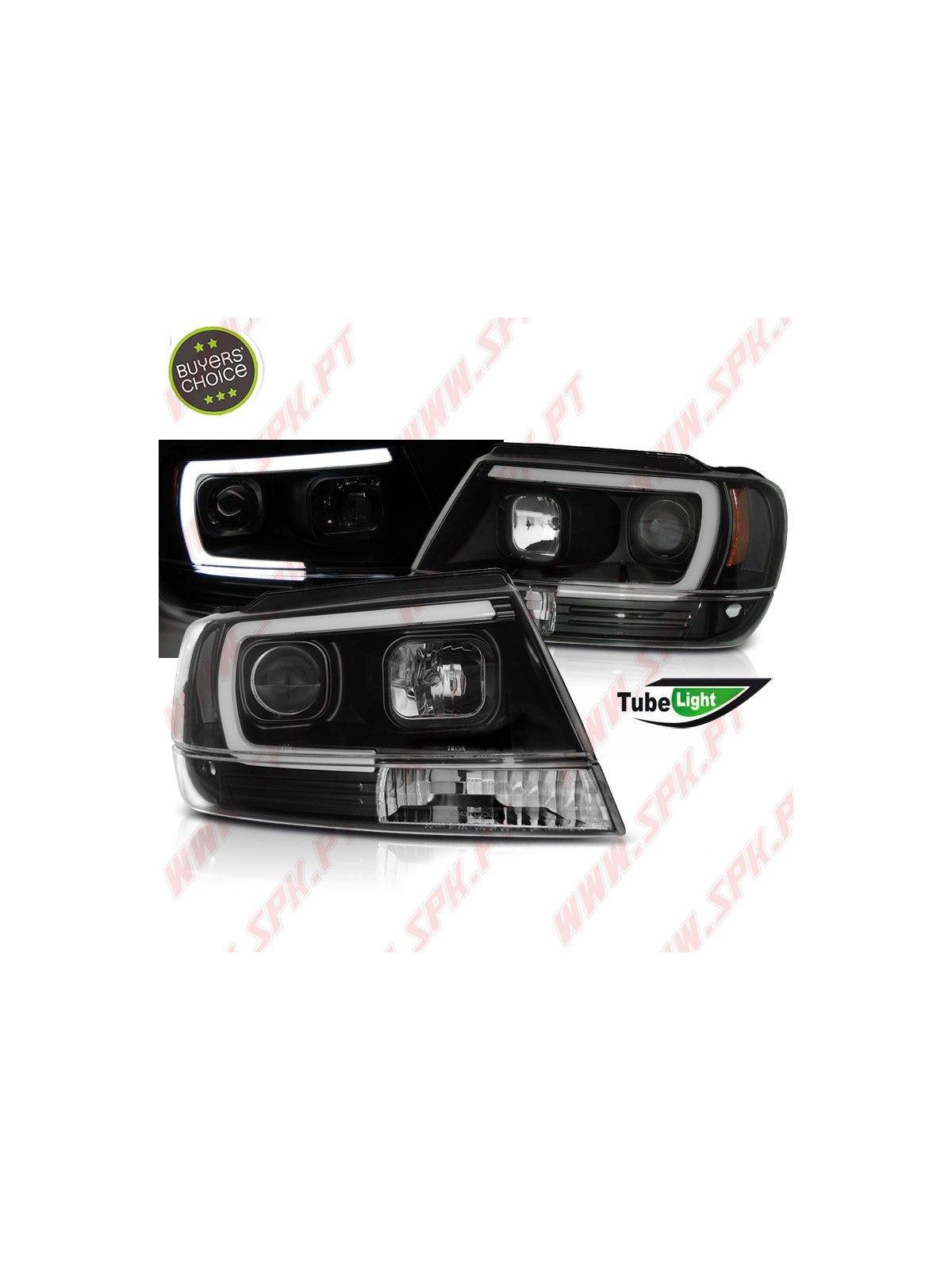Faróis Tube Light / Black - Jeep Grand Cherokee WJ (1999-2005)
