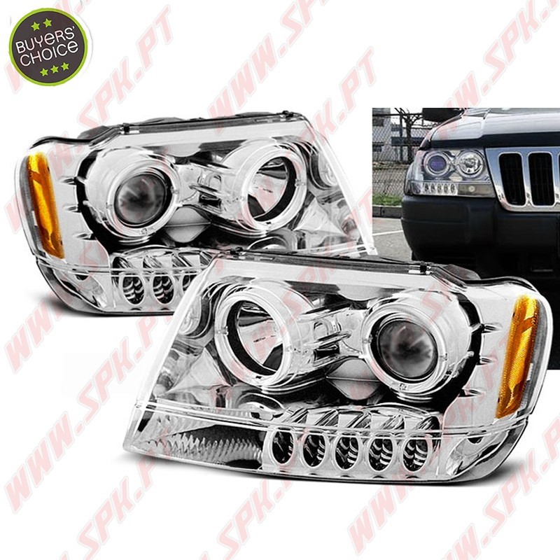 Faróis Angel Eyes / Chrome - Jeep Grand Cherokee WJ (1999-2005)