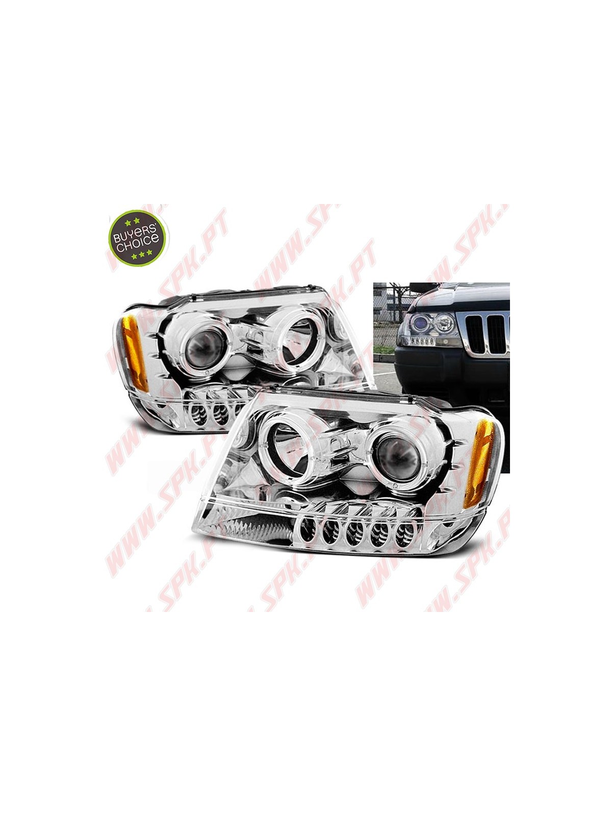 Faróis Angel Eyes / Chrome - Jeep Grand Cherokee WJ (1999-2005)