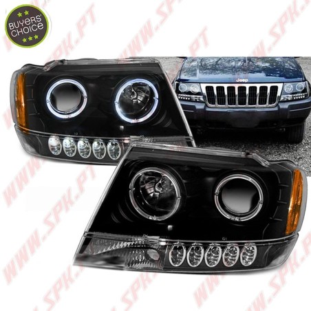 Faróis Angel Eyes / Black - Jeep Grand Cherokee WJ (1999-2005)
