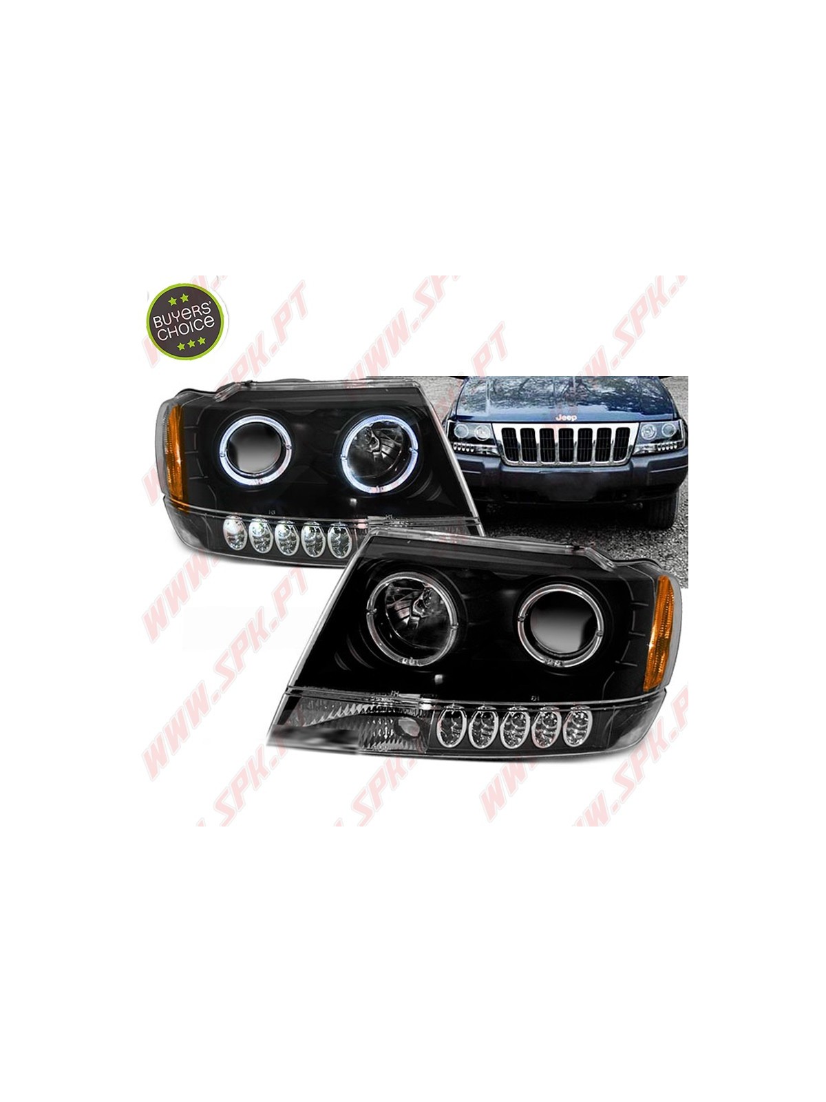 Faróis Angel Eyes / Black - Jeep Grand Cherokee WJ (1999-2005)