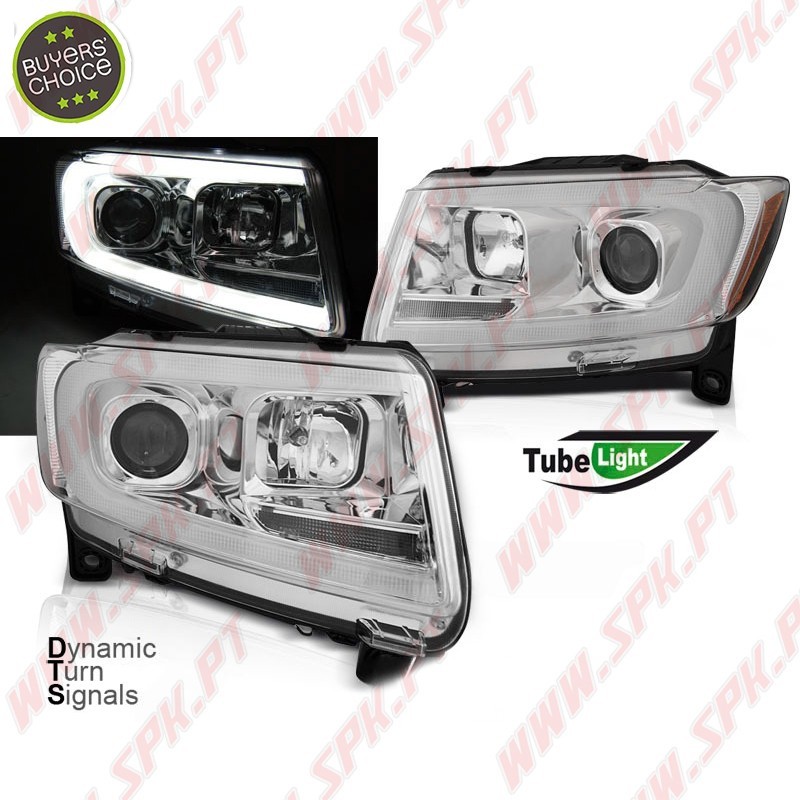 Faróis Tube Light Dynamic / Chrome - Jeep Grand Cherokee WK2 (2011-2013)