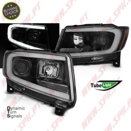 Faróis Tube Light Dynamic / Black - Jeep Grand Cherokee WK2 (2011-2013)