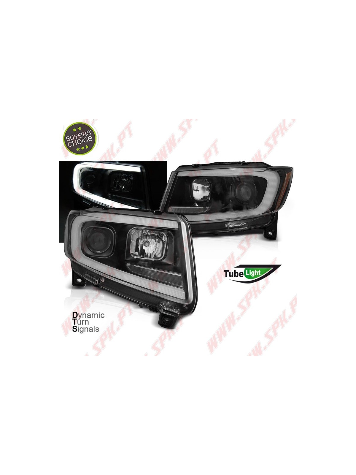 Faróis Tube Light Dynamic / Black - Jeep Grand Cherokee WK2 (2011-2013)