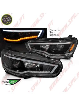 Faróis Tube Light Dynamic / Black - Mitsubishi Lancer 8 (2008-2016)